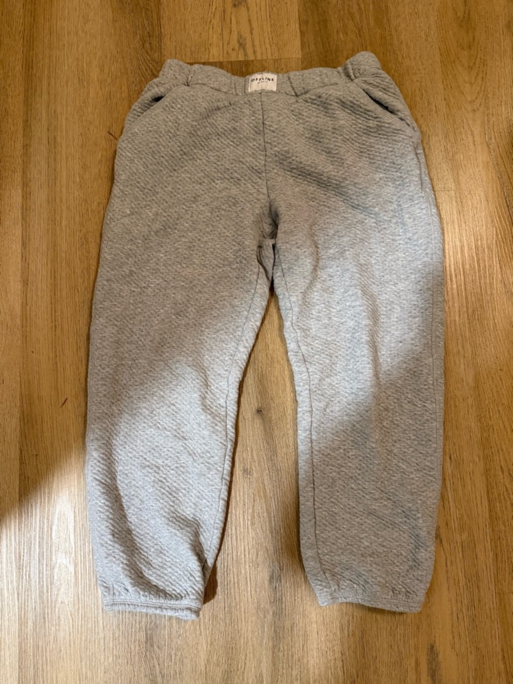 aerie Light Gray Quilted Jogger Pants